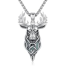 MEDWISE Celtic Deer Antler Pendant Necklace, 925 Sterling Silver with Turquoise 20-22 Inch Extendable Chain, Turquoise Jewelry Gift for Womens Wife Mother Her Anniversary Birthday