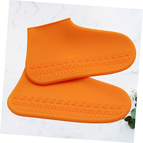 HANABASS 1 par de botas de lluvia para niños cubiertas de zapatos de lluvia de silicona talla M color naranja miniatura 4
