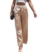 Women's Sequin Sparkly Glitter High Waist Wide Leg Silky Satin Pants Night Out Party Clubwear Tro...