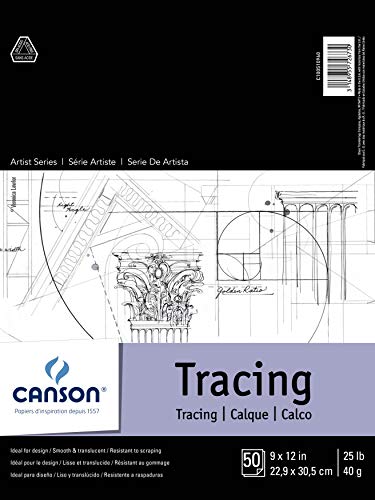 Canson 702-321 Pro-Art 9-Inch by 12-Inch Tracing Paper Pad, 50-Sheet