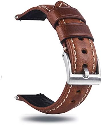 Berfine 22mm Quick Release Retro Leather Watch Band,Vintage Oil-tanned Pull-up Leather Watch Strap Replacement,Brown