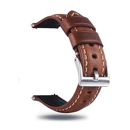 Quick Release Retro Leather Watch Band,Vintage Oil-tanned Pull-up Leather Strap Replacement,Choice of Width-18mm 20mm 22mm 24mm or 26mm