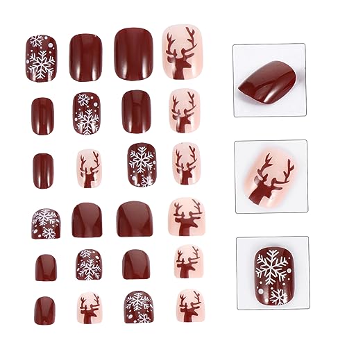 ADOCARN 2 Adesivos De Unhas De Natal Unhas Postiças Quadradas Unhas Falsas Unhas De Plástico Unhas P