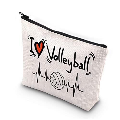 PLITI Volleyball Lover Makeup Bag for Women Girls Volleyball Player Gift Volleyball Team Gift I Love Volleyball Travel Pouch(I Love VolleyballU)