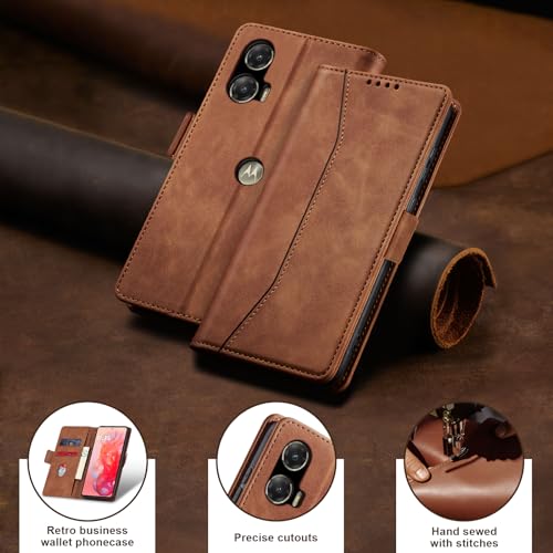 Image of Jasonyu Flip Wallet Case for Moto G Stylus 5G (2024),Brown