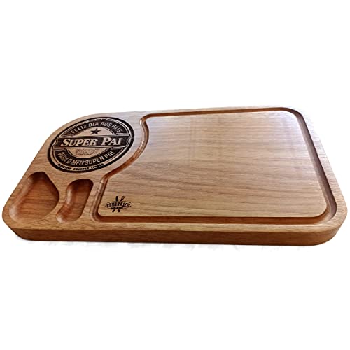 Tabua de carne em madeira para churrasco personalizada presente 50x30x3,5cm, Super pai