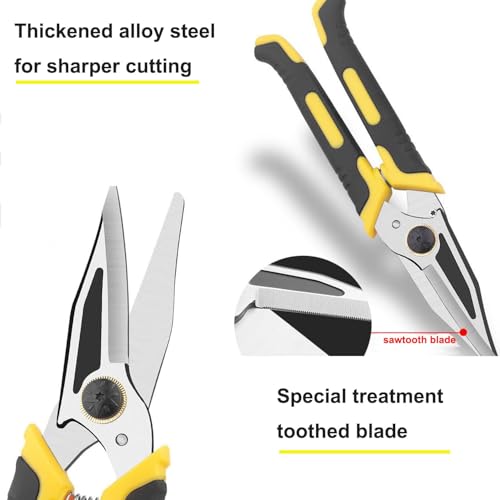 image for TOOLMAK 9 Inch Aviation Tin Snips Heavy Duty Shears Straight Metal Cut
