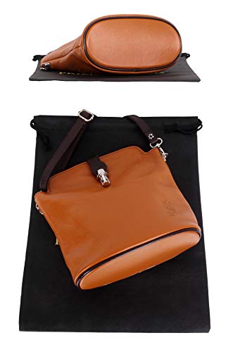 Primo Sacchi Italian Leather Hand Made Small Tan & Brown Cross Body Or Shoulder Bag Handbag Purse #TOP4