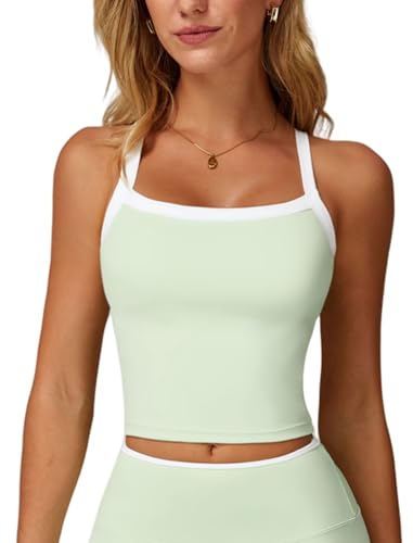 Image of QBGJTD Womens Longline Sports Bras Cross Back Active Gym Yoga Padded Workout Crop Tank Top with Built in Bra