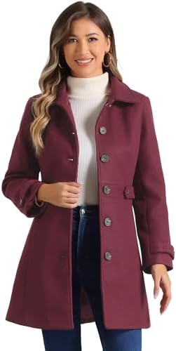 Allegra K Women's Winter Classic Outwear Overcoat with Pockets Si...