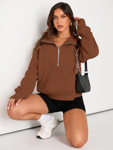 Image of AUTOMET Womens Sweatshirts Half Zip Cropped Pullover Fleece Quarter Zipper Hoodies 2026 Fall Fashion Outfits Clothes