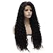 MX angel Long Curly Black Lace Front Synthetic Wig Natural Stylish Heat Resistant Fiber Hair