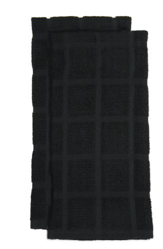 Ritz KitchenWears Cotton Solid Oversized Kitchen Dish Towel Set, 2-Pack, Black