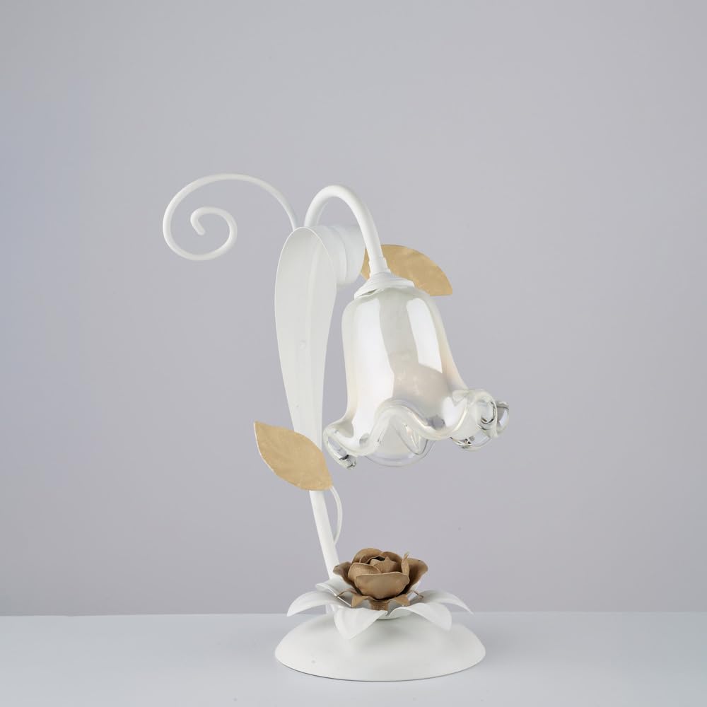 Lampe de table fer laqué blanc Cesto luminaire d'exception