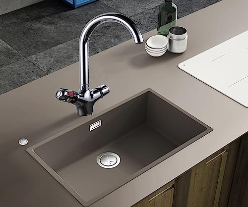 Mitigeur basse pression avec bec en J économe en eau pour évier de cuisine et lavabo