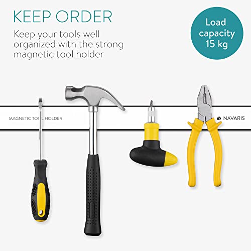 Navaris 2x Werkzeug Magnetleiste 45,7cm lang - Werkzeughalter Magnetband Wand Leiste Magnethalter - Werkzeughalterungen für Werkstatt - 15kg Traglast