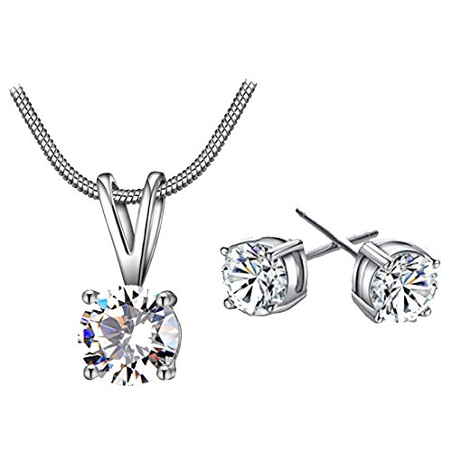 Elegant Cubic Zirconia Necklace and Earring Set for Women Birthday/Valentines Day Gift - Shiny Jewelry Set