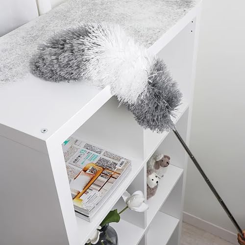 Image of SANLIKE Microfiber Feather Duster Ceiling Fan Cleaner Duster with 98 inches Extra Long Pole Duster for High Ceiling Cleaning Wall Furniture Window