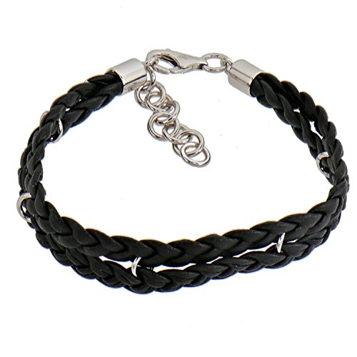 Preisvergleich Produktbild gooix Charm GXC345 Damen Charms Armband Leder Schwarz 22 cm