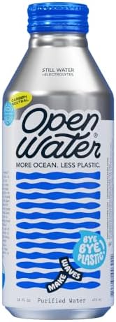 Open Water Still 16oz bottles (2 cases, 24 bottles) - Sustainable Aluminum Bottled Still Water With Electrolytes - 7.0 pH Balanced BPA-Free Ultra-Purified Water