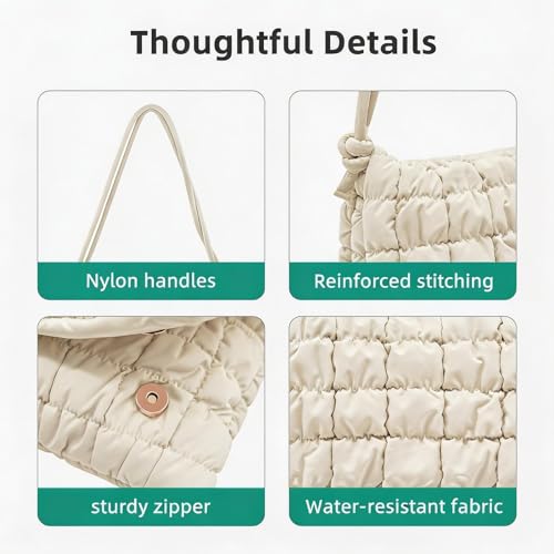 Image of NAARIAN Shoulder Bag for Women, Small Puffer Crescent Hobo Bag, Trendy Waterproof Clutch with Magnetic Closure | Trendy