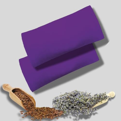 New Life Herbals – 2x Combo Pack Yoga Eye Pillow – Silk Flaxseed Lavender Scented Eye Masks + DIY Kit | Silk & Cotton Cover | Relaxation, Sleep & Savasana Aid | Extra Washable Covers (Purple)
