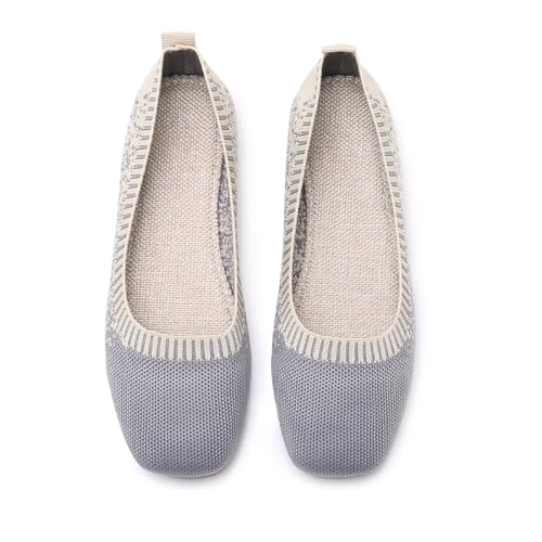 Image of RVROVIC Women Flat Shoes Knitted Lightweight Slip-on Loafers Breathabel Soft Comfortable Ballet Flats