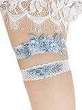 Ealafee Blue Garters for Bride Wedding Garter Set for Bride Bridal Garter Leg Thigh Blue