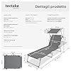 tectake® 1 Lettino a Sdraio per Prendere Il Sole con L'Ombrello Parasole 190cm, Lettino Pieghevole da sole, Sdraio da Spiaggia o da giardino, Arredamento Terrazzo Balcone - grigio