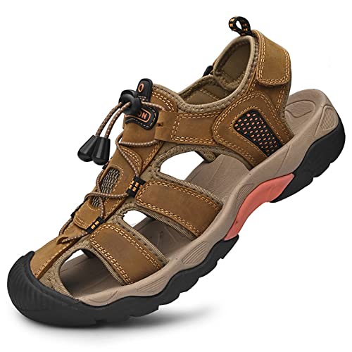 Men's sports sandals Outdoor hiking sandals Closed toe leather sports beach casual sandals Water shoes