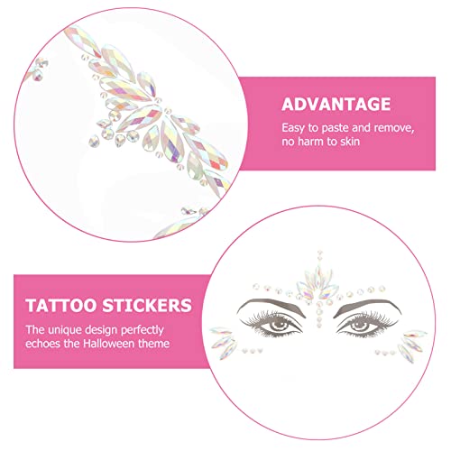 KALLORY 3 Folhas Rosto Joias Adesivos Rosto Sereia Pedras Preciosas Strass Cristal Corpo Glitter Ade