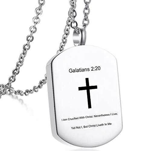 LiFashion LF Stainless Steel Christian Cross Cremation Necklace,Galatians Bible Verse