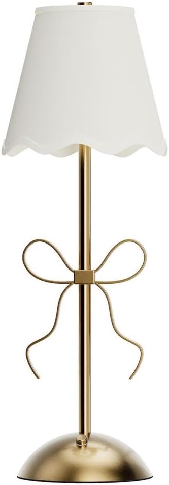 Two's Company LED Cordless Gold Bow Table Lamp in Gift Box, 11.5-Inch, Iron