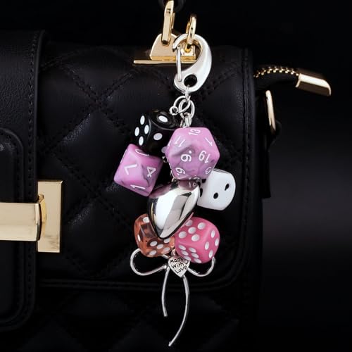 Image of 8 Ball Dice Charm Keychain - Cute Bag Purse Handbag Accessories - Y2K Aesthetic Key Chain for Women Men