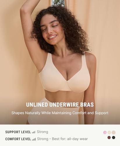 Image of FeelinGirl Women's Unlined Bras Underwire Comfort Full Coverage Tshirt Bras