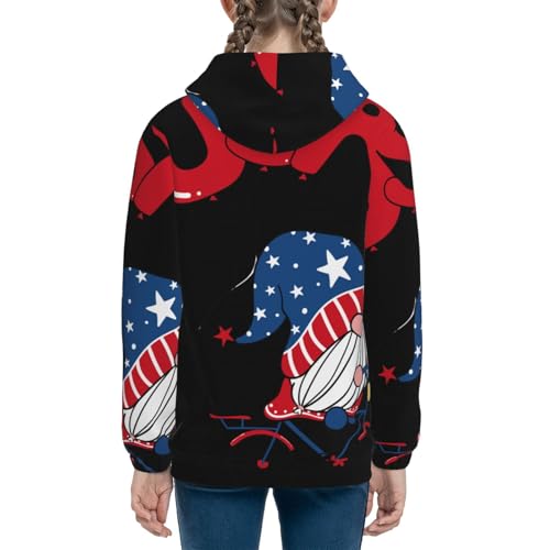 Gnome 4th of July Kids Pullover Hoodies Boys Sweatshirts Girls Athletic Clothes with Pocket4