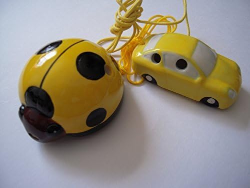 Super Deal! Yellow Lady Bug/Car 4 Holes Novelty Pendant Ceramic Ocarina - Great Gift, Dexterous, Easy to Carry and Learn. Linn's Arts!