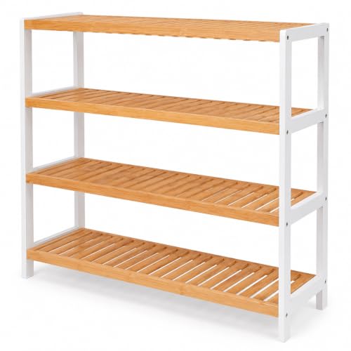 Image of 1ABOVE 4-Tier Shoe Storage Rack | Space-Saving Free-Standing Shoe Organizer | Durable Metal Frame with Open Shelves | Ideal for Entryway, Closet, Bedroom