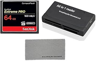SanDisk Extreme Pro 64GB CompactFlash CF Memory Card works with Canon EOS 5D Mark II, 7D, Digital DSLR Camera HD UDMA 7 (SDCFXPS-064G-X46) with Everything But Stromboli (TM) Cloth and Combo Reader