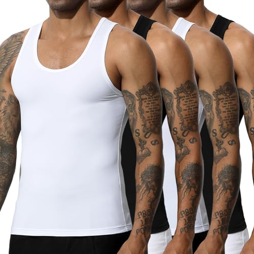 Casey Kevin Debardeur Homme D'été sans Manches Débardeur Musculation Sport Maillot de Corps Amincissant Respirant Tank Top Lot de 4