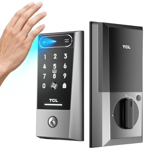 TCL Smart Door Lock, Palm Vein Keyless Entry Door Locks with App Remote Control, Doorbell, 8-Month Battery, Front Door Lock Deadbolt Compatible with Alexa & Google Home, D2 Pro - image 1