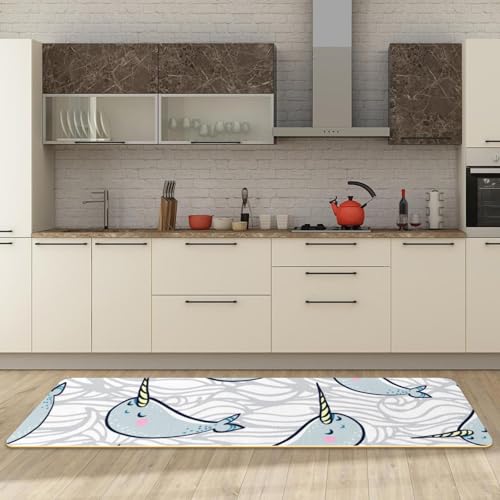 Alfombra de cocina absorbente y lavable con divertido estampado de manatíes 3