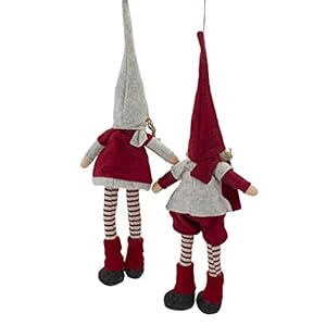 Northlight Plush Boy and Girl Sitting Christmas Figures - 19" - Red and Beige - Set of 2 Northlight Plush Boy and Girl Sitting Christmas Figures 19 Red and Beige Set of 2