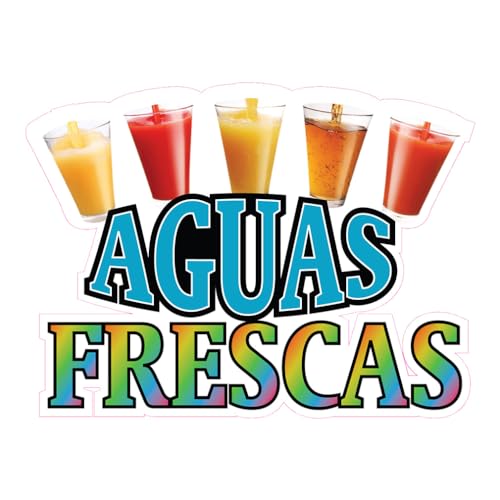 Die-Cut Sticker Multiple Sizes Aguas Frescas Restaurant & Food Aguas Frescas Indoor Decal Concession Sign Blue 10in Longest Side