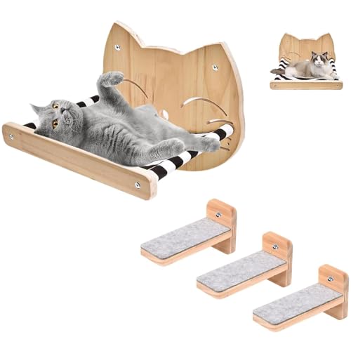 Conjunto de 3 paredes de escalada para gatos, escadas para gatos, parkour com feltro antiderrapante, parede de escalada para gatos com 15 kg, capacidade de carga para gatos, móveis de parede cobertos