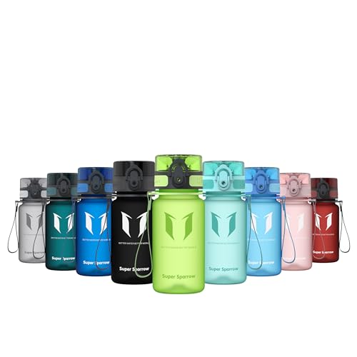 Super Sparrow Sports Water Bottle - 350ml - Non-Toxic BPA Free & Eco-Friendly Tritan Co-Polyester Plastic - For Running, Gym, Yoga, Outdoors and Camping