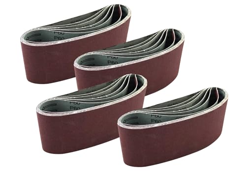 Lot de 24 bandes de papier abrasif 100 x 610 mm, grain 40/60/80/100/120/150