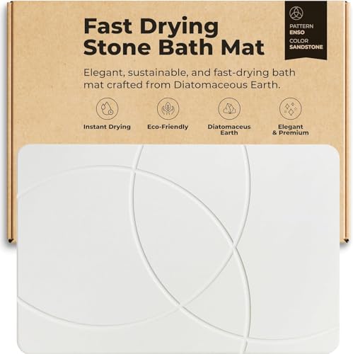 Stone Bath Mat Diatomaceous Earth Non-Slip Stone Shower Mat - Quick Drying Absorbent Bath Mats for Bathroom - Elegant & Modern Design Easy to Clean (23.5 x 15) - Sandstone