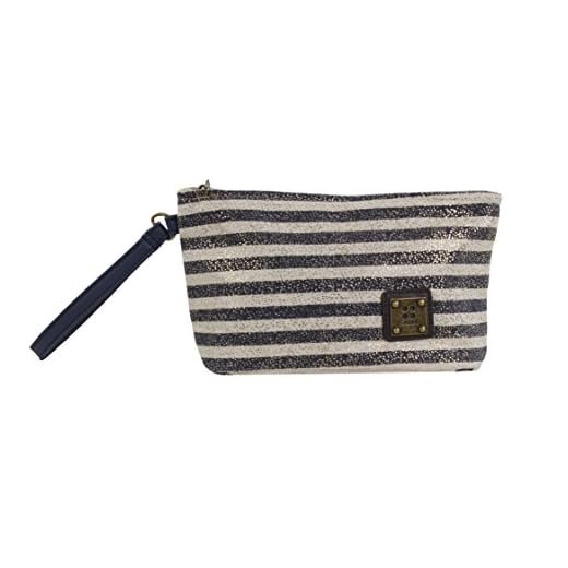 For Time, Bolso playa de mano con estampado marinero para Mujer, Azul Marino, 27x15x1 cm