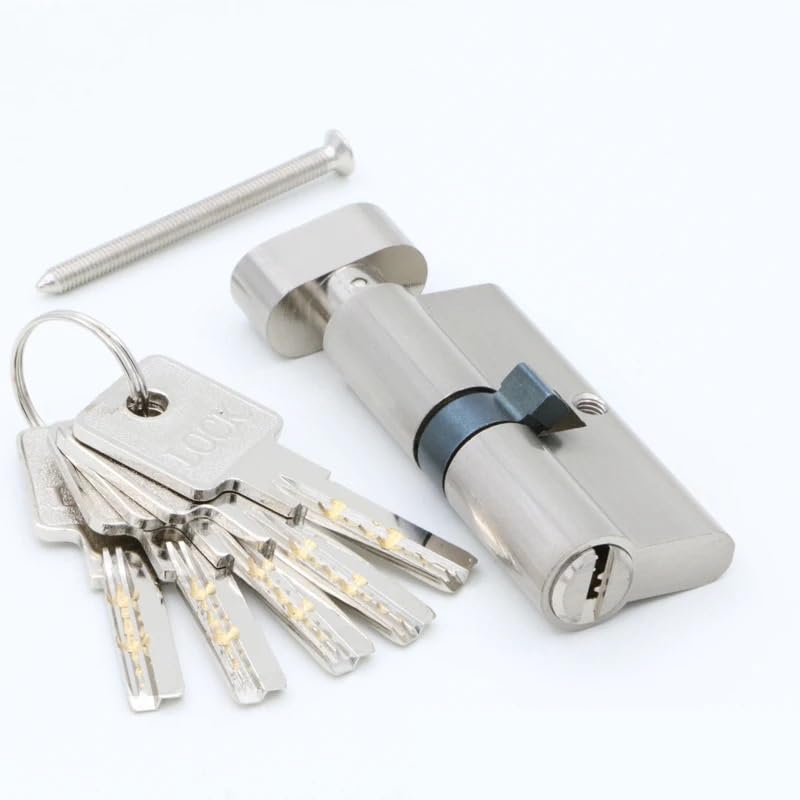 TüRschloss Türzylinder 55 60 65 70 75 80 85 90 Mm Kupfer-Schließzylinder For Innenbereich, Schlafzimmer, Wohnzimmer, Messing, Schlüsselverriegelung, 5 Schlüssel(90mm45add45)